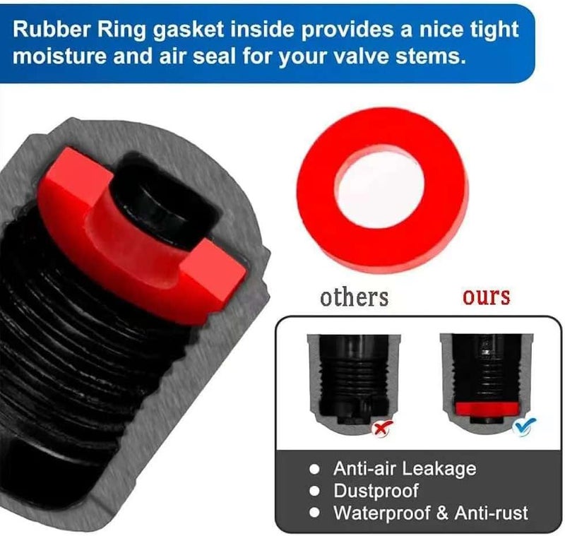 DENEST Tire Valve Stem Caps The Upgraded Version has a Sealing Ring for Car, Motorbike, Trucks, Bike, Bicycle (60) Grayness - Image 3